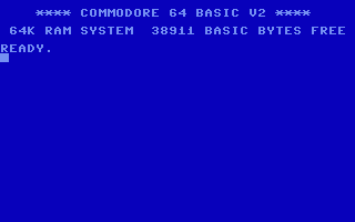 **** COMMODORE 64 BASIC V2 **** - 64K RAM SYSTEM 38911 BASIC BYTES FREE - READY.